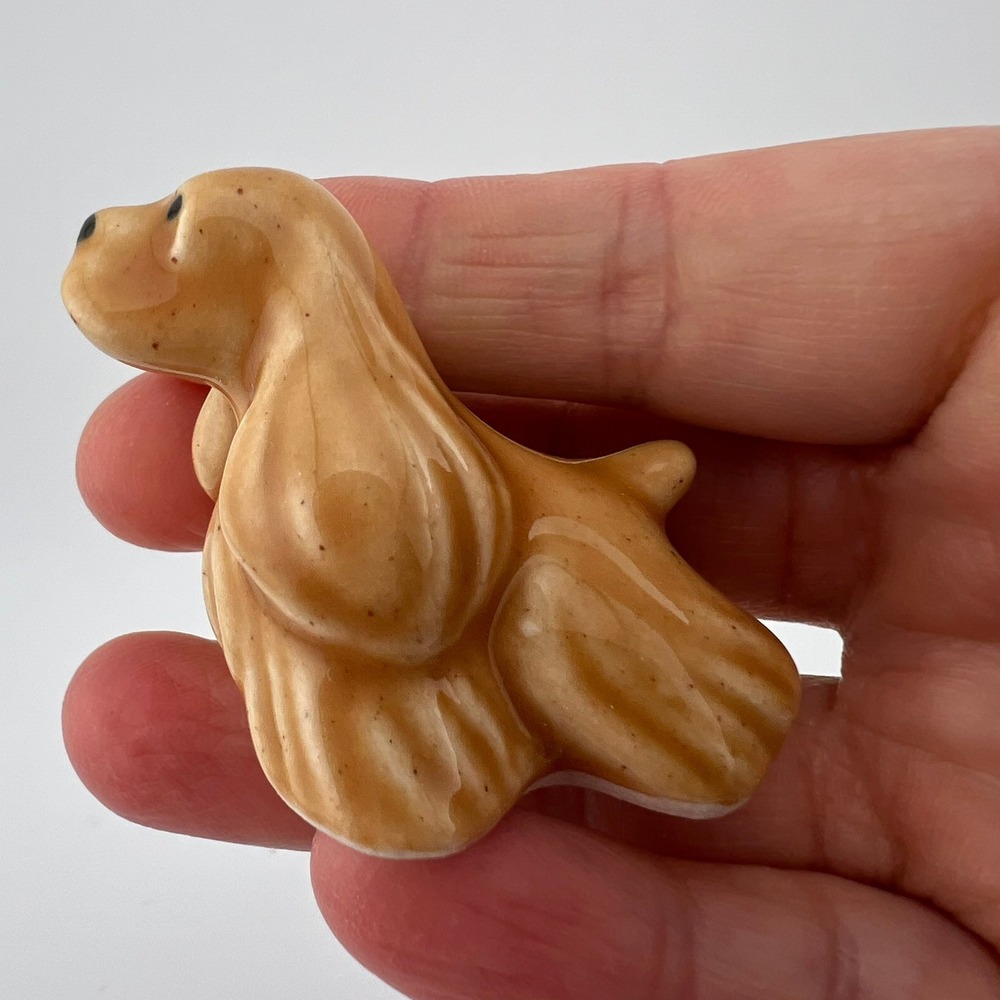 Vintage Mini Glossy Ceramic Cocker Spaniel Dog‎ Figurine 1.25"